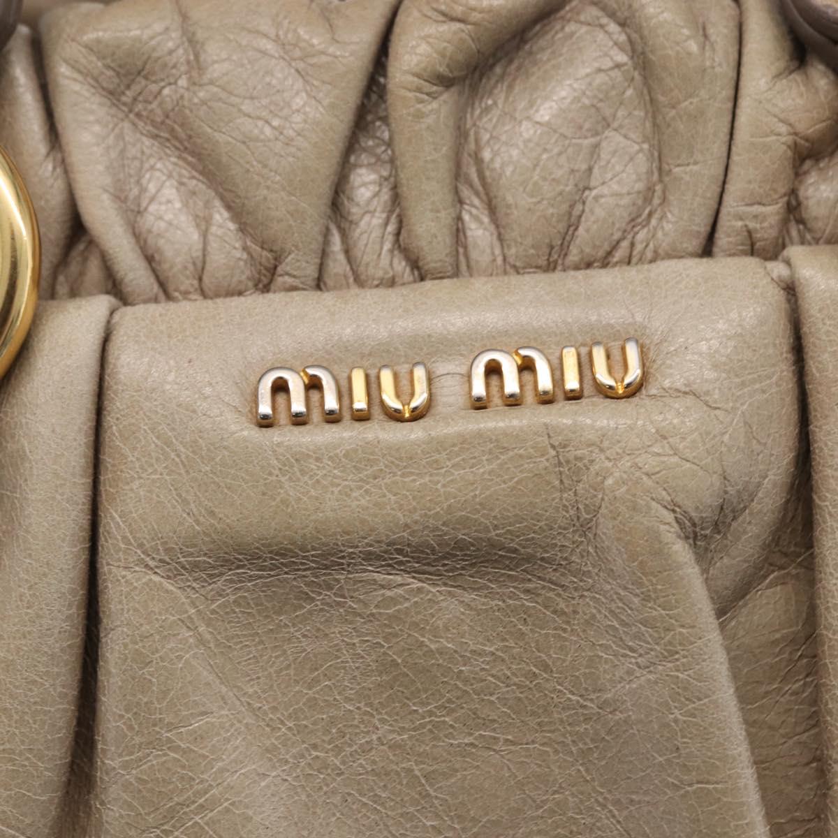 Miu Miu Hand Bag Vitello Lux Leather 2way Beige Gold Auth 199453V