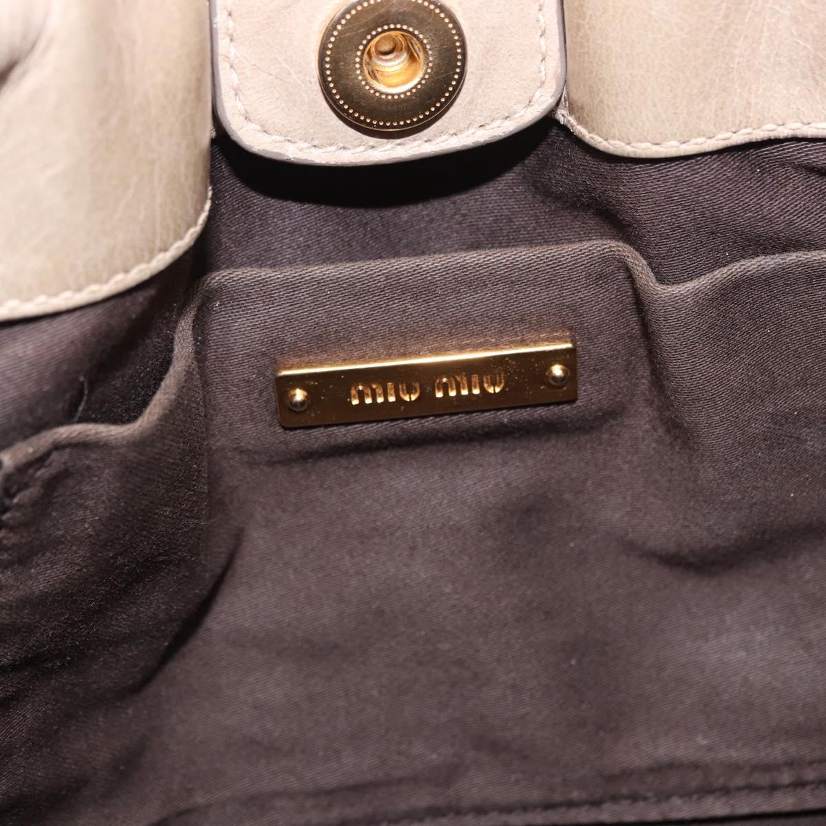 Miu Miu Hand Bag Vitello Lux Leather 2way Beige Gold Auth 199453V