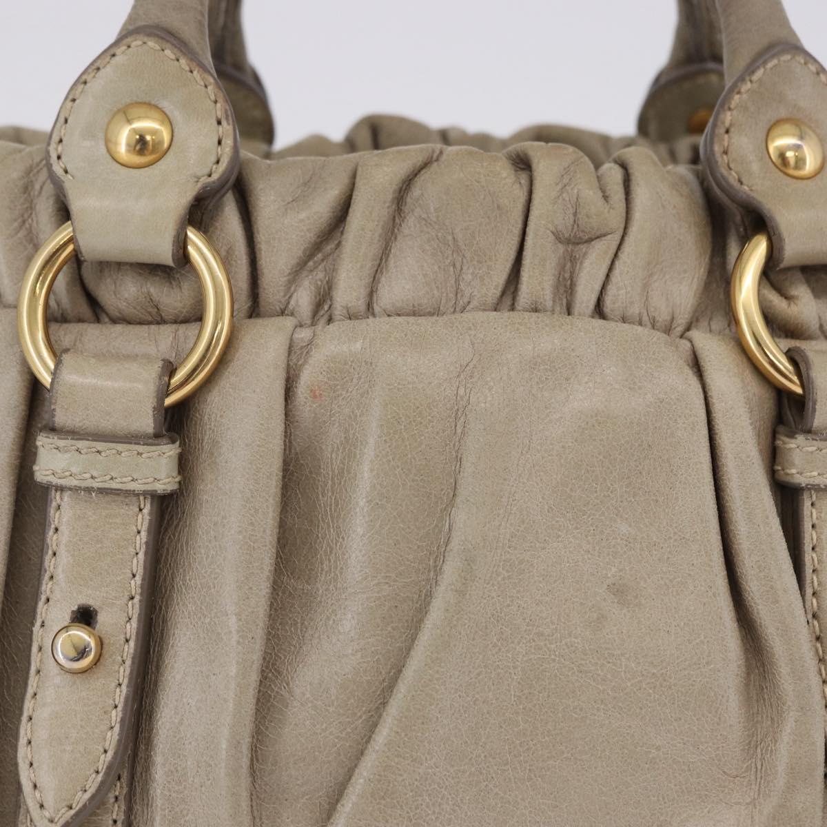 Miu Miu Hand Bag Vitello Lux Leather 2way Beige Gold Auth 199453V
