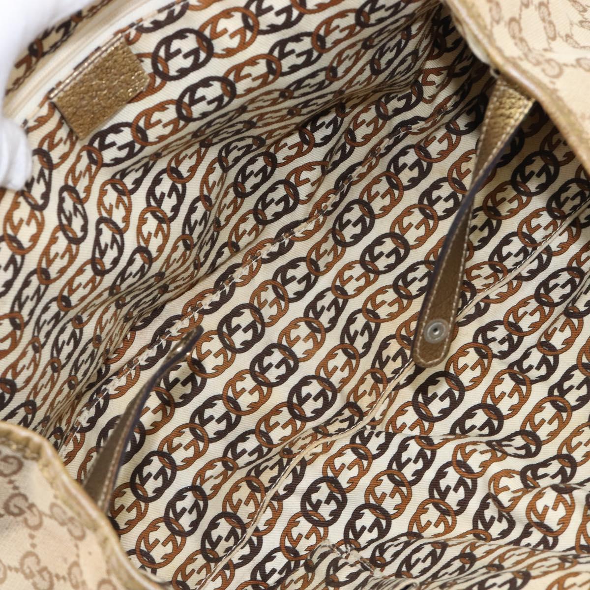 GUCCI GG Canvas Princi Tote Bag Beige Gold 163305 Auth 199454