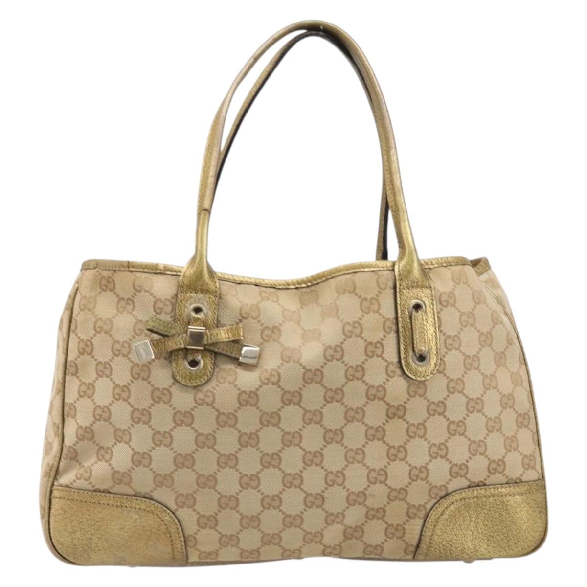 GUCCI GG Canvas Princi Tote Bag Beige Gold 163305 Auth 199454
