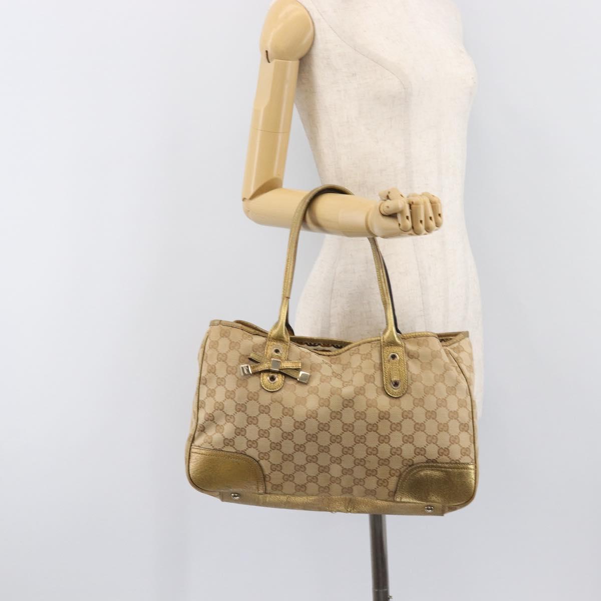 GUCCI GG Canvas Princi Tote Bag Beige Gold 163305 Auth 199454