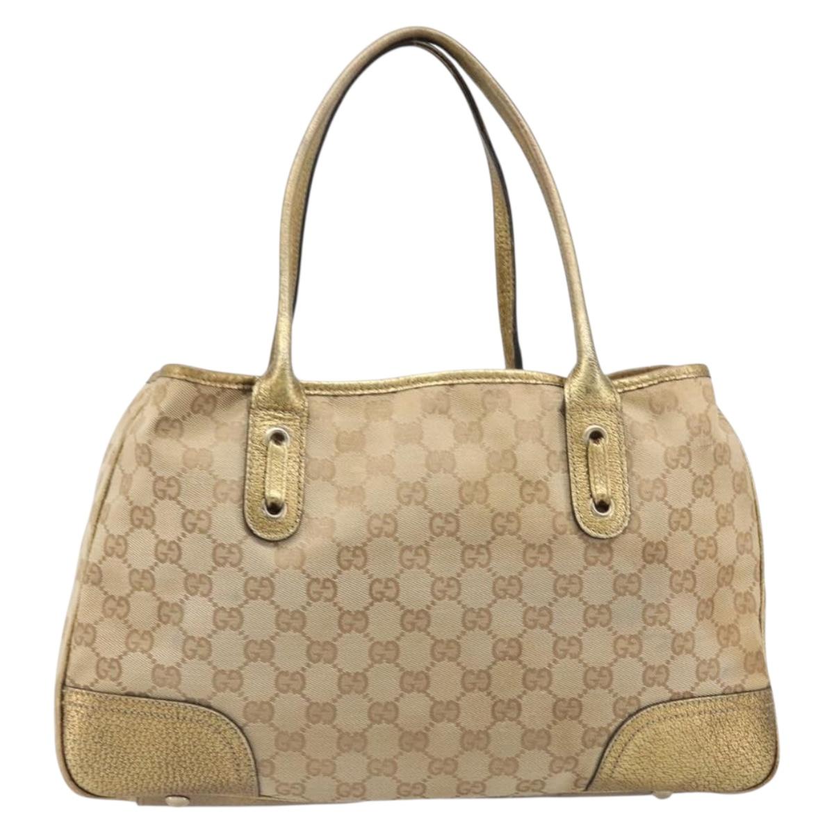 GUCCI GG Canvas Princi Tote Bag Beige Gold 163305 Auth 199454
