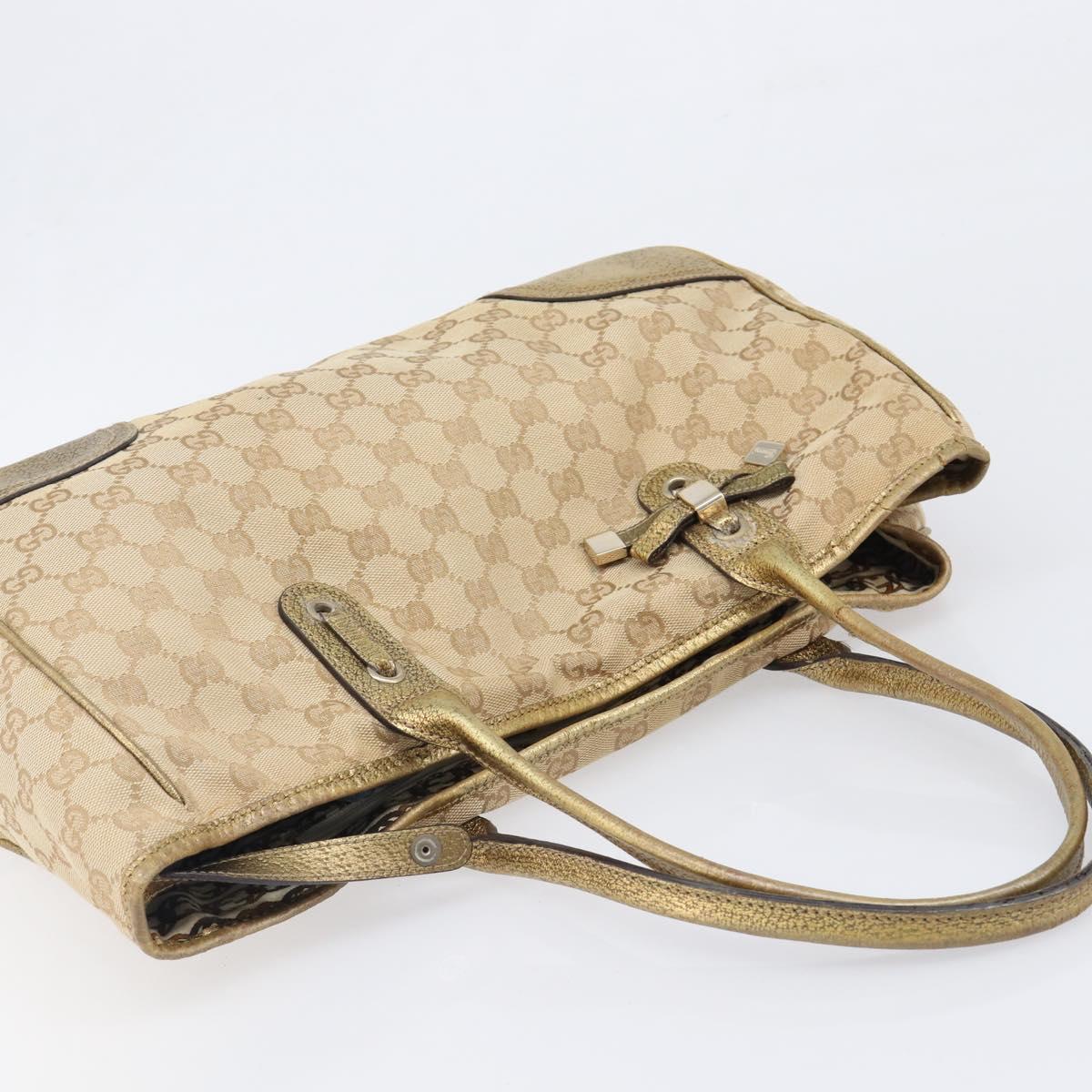 GUCCI GG Canvas Princi Tote Bag Beige Gold 163305 Auth 199454