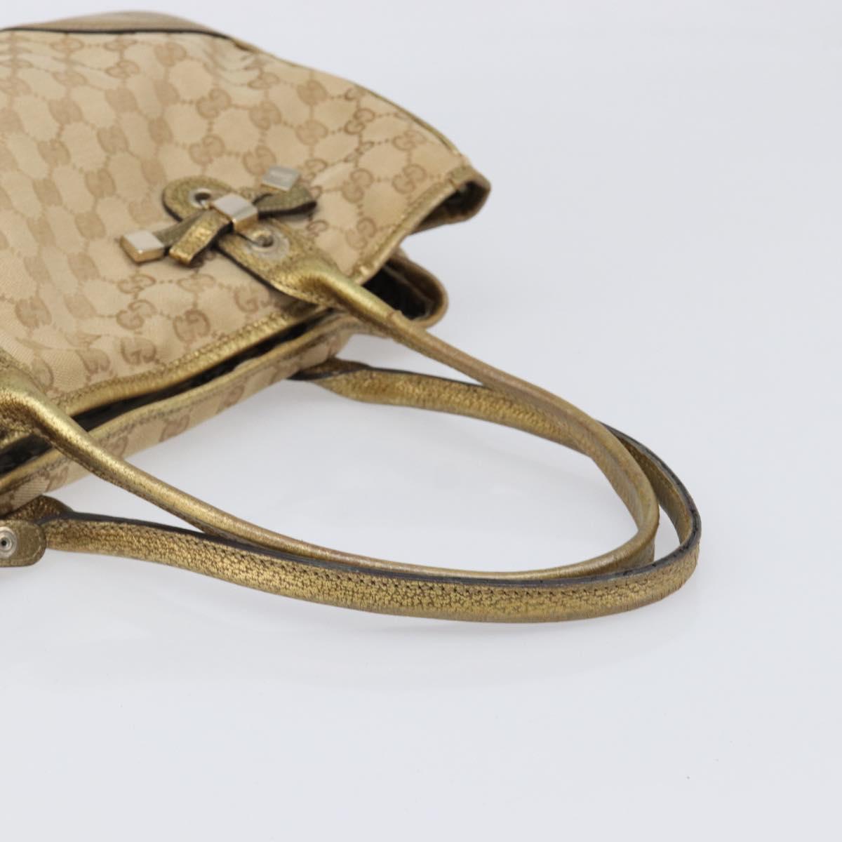 GUCCI GG Canvas Princi Tote Bag Beige Gold 163305 Auth 199454