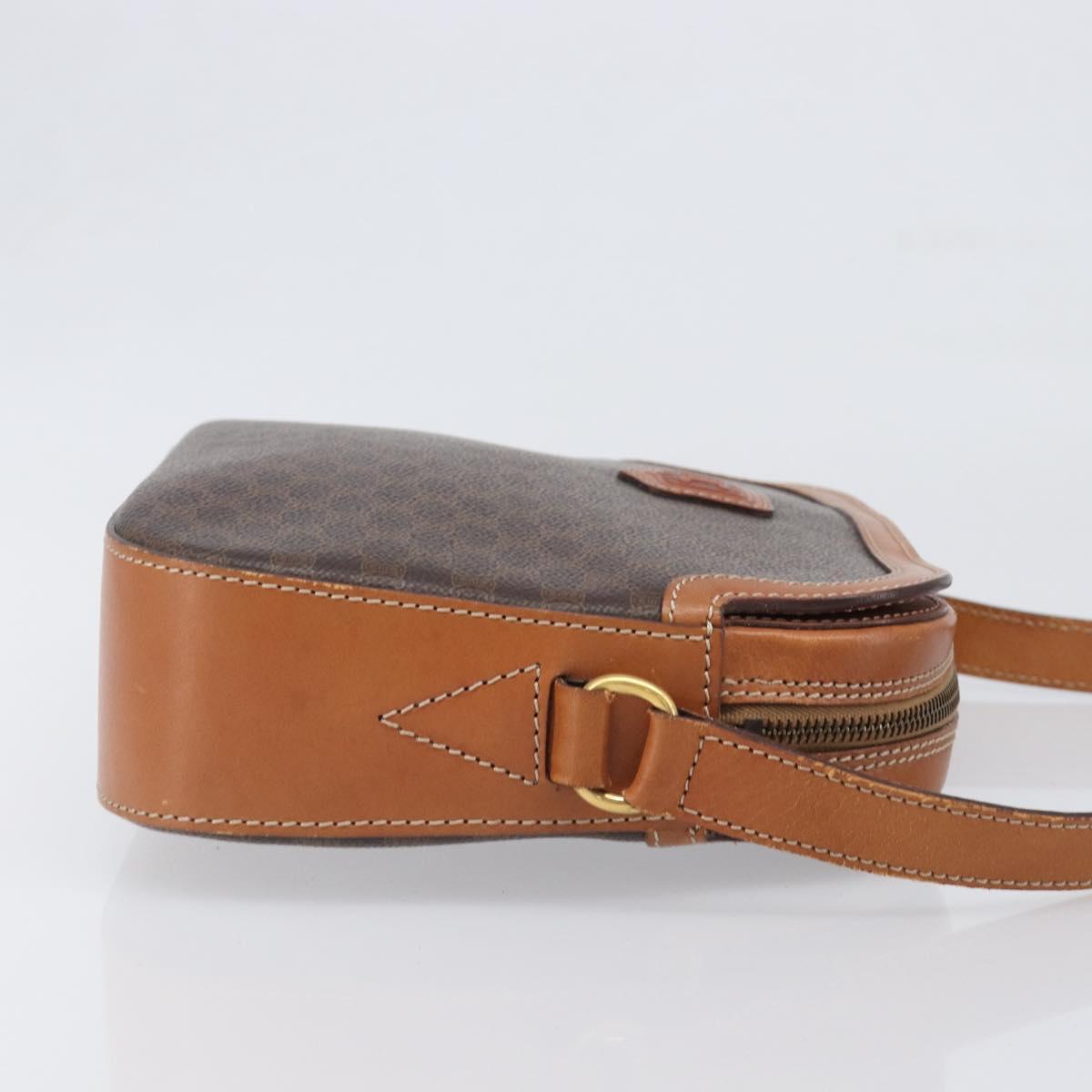 CELINE Macadam Canvas Shoulder Bag PVC Leather Brown Gold Auth 199455