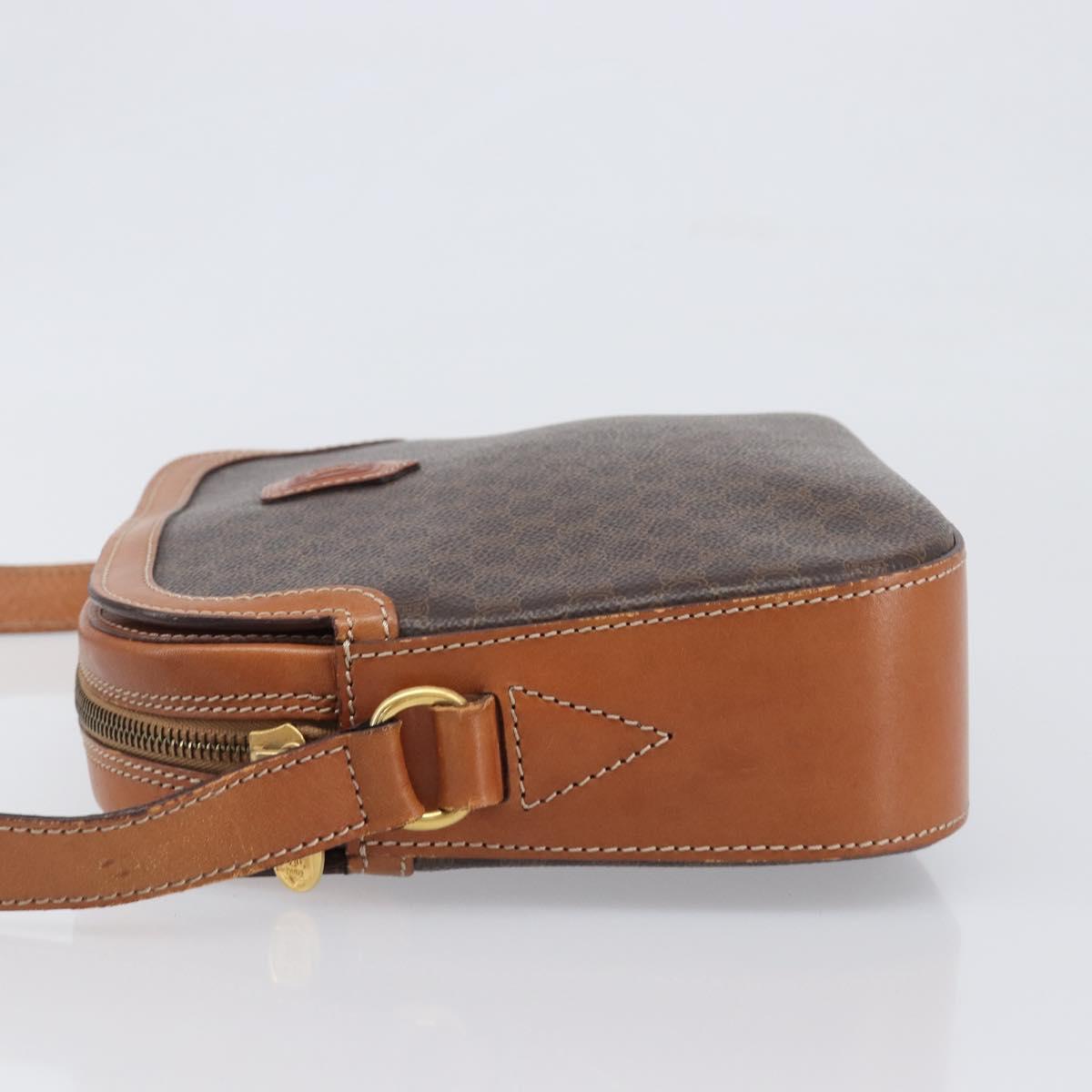 CELINE Macadam Canvas Shoulder Bag PVC Leather Brown Gold Auth 199455