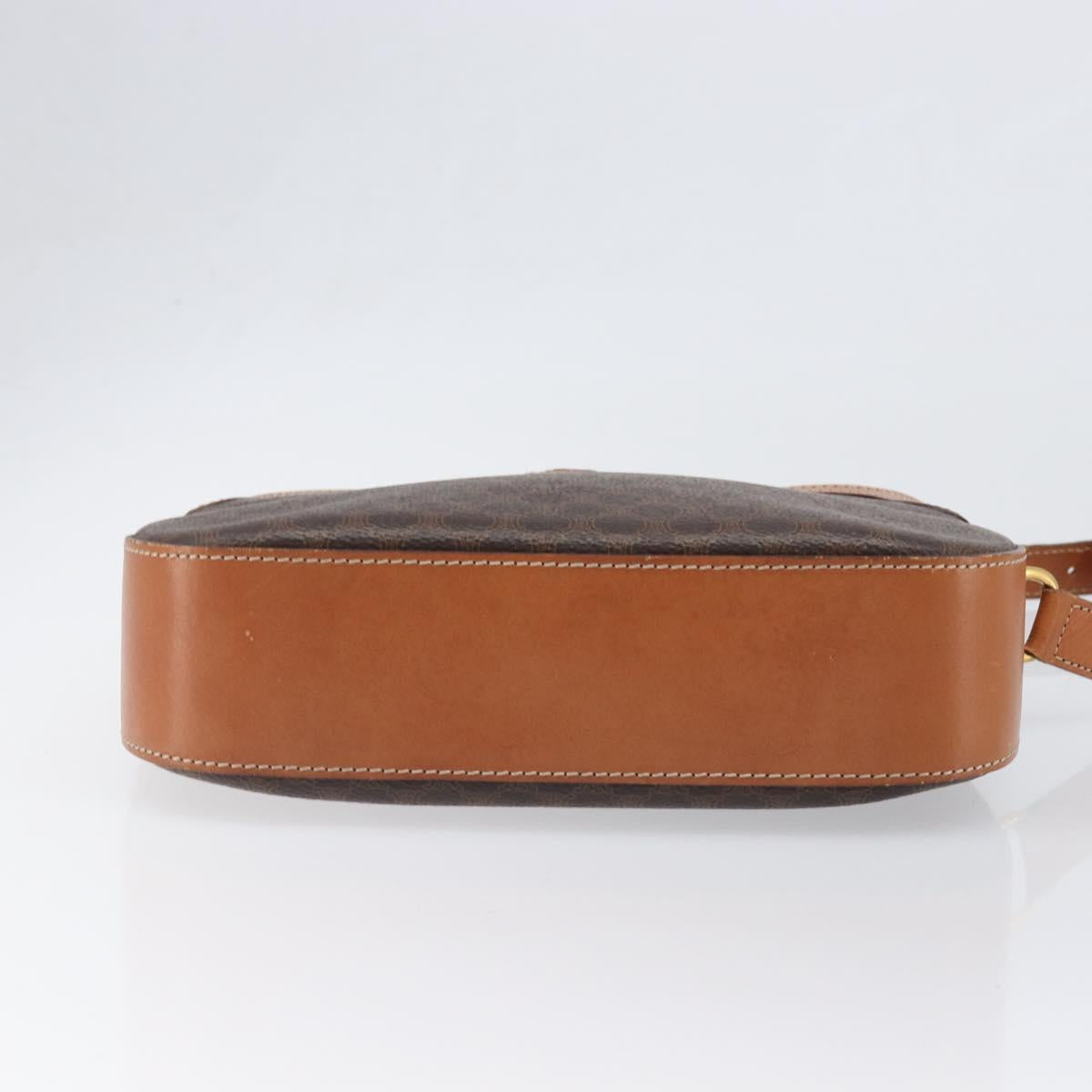 CELINE Macadam Canvas Shoulder Bag PVC Leather Brown Gold Auth 199455