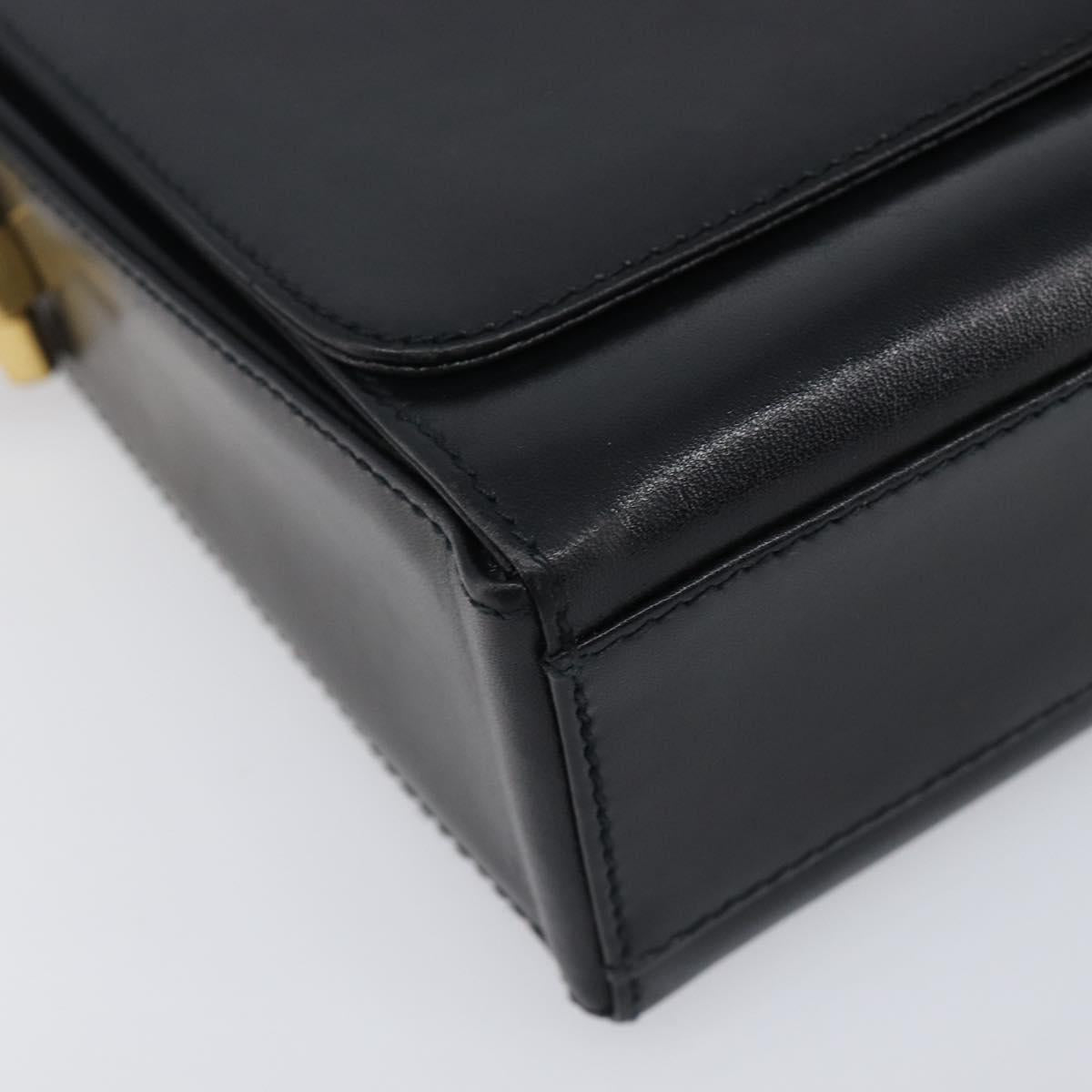 Salvatore Ferragamo Gancini Shoulder Bag Leather Black Gold Auth 199456
