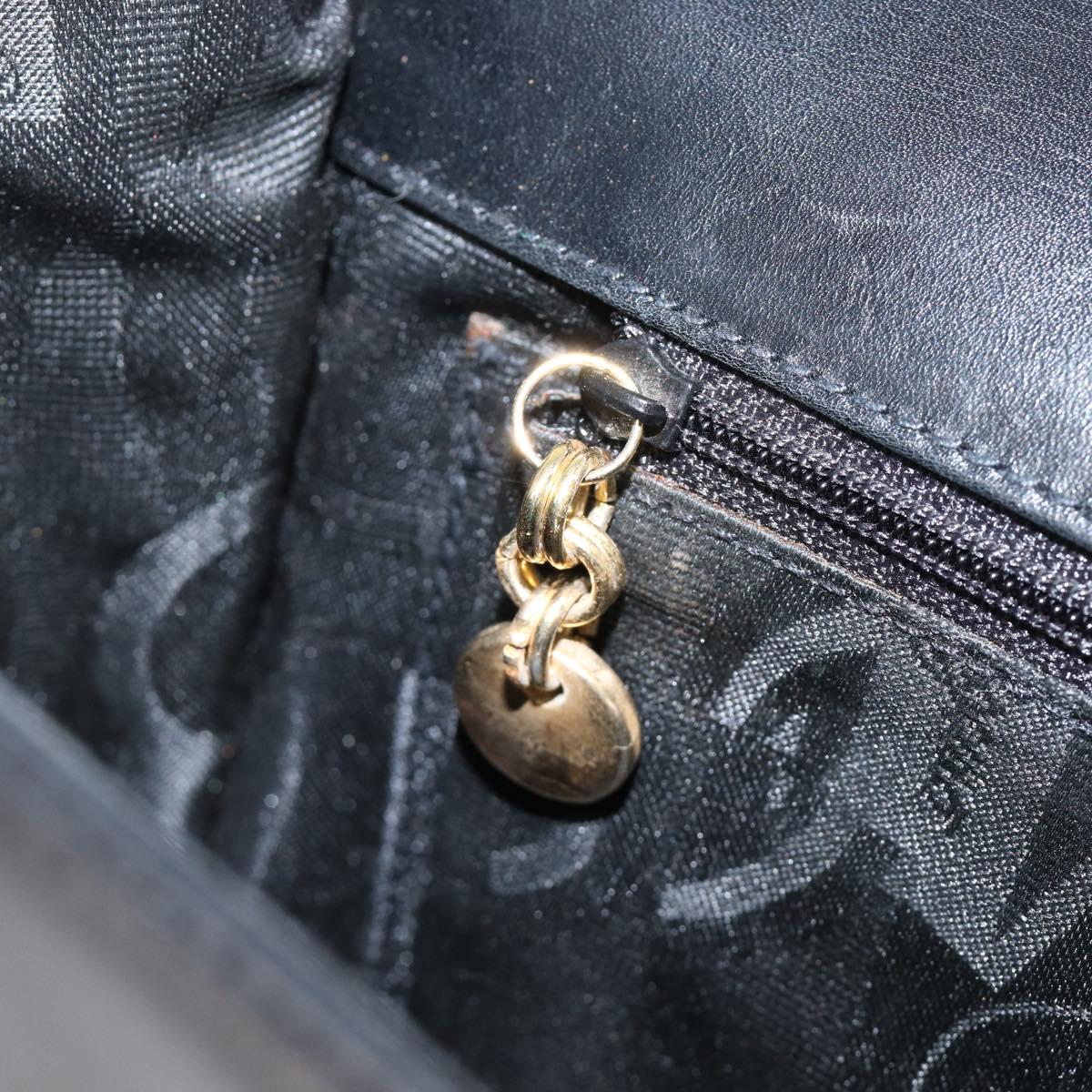 Salvatore Ferragamo Gancini Shoulder Bag Leather Black Gold Auth 199456