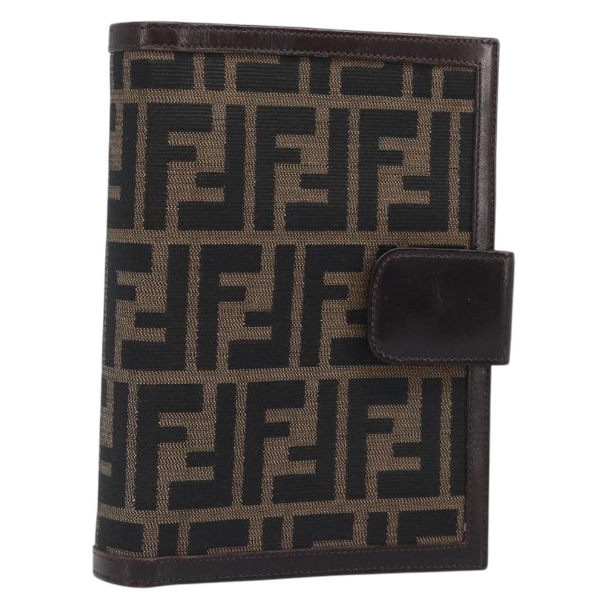 FENDI Zucca Canvas Day Planner Cover Brown Black Auth 199457