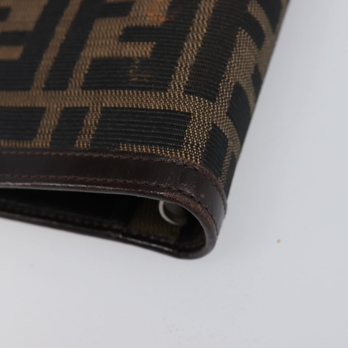 FENDI Zucca Canvas Day Planner Cover Brown Black Auth 199457