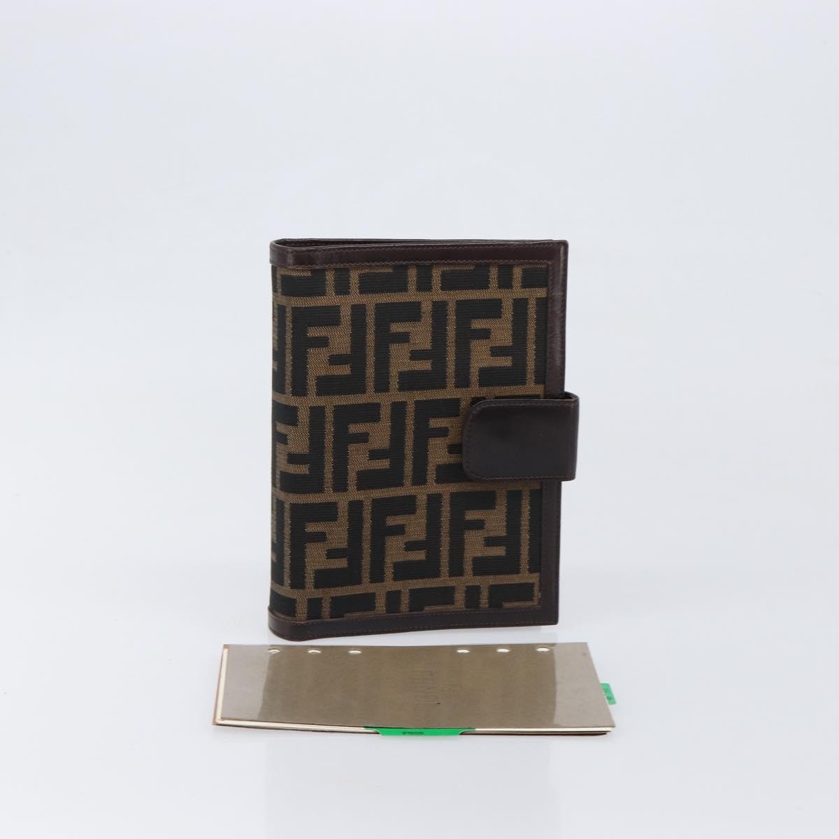 FENDI Zucca Canvas Day Planner Cover Brown Black Auth 199457