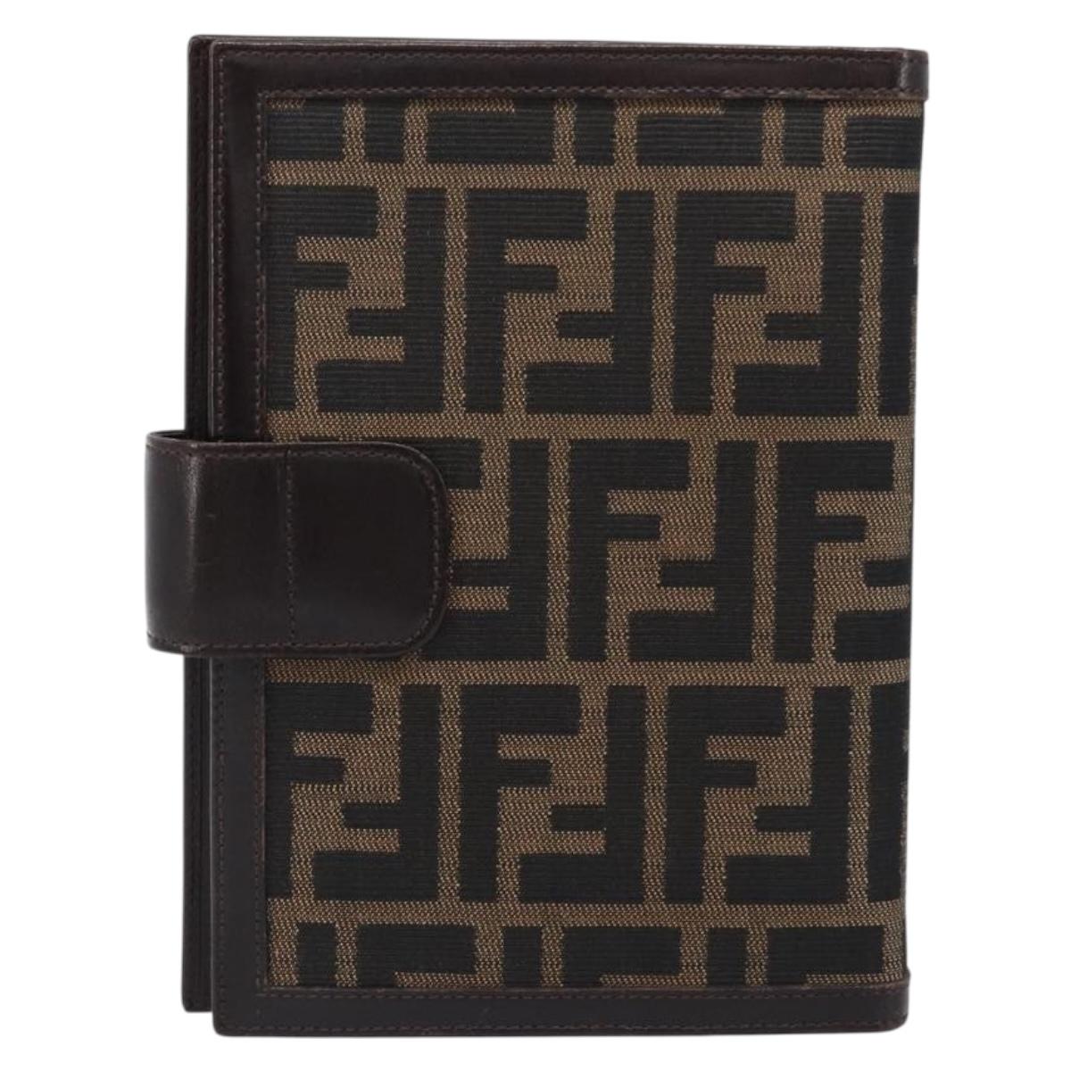 FENDI Zucca Canvas Day Planner Cover Brown Black Auth 199457