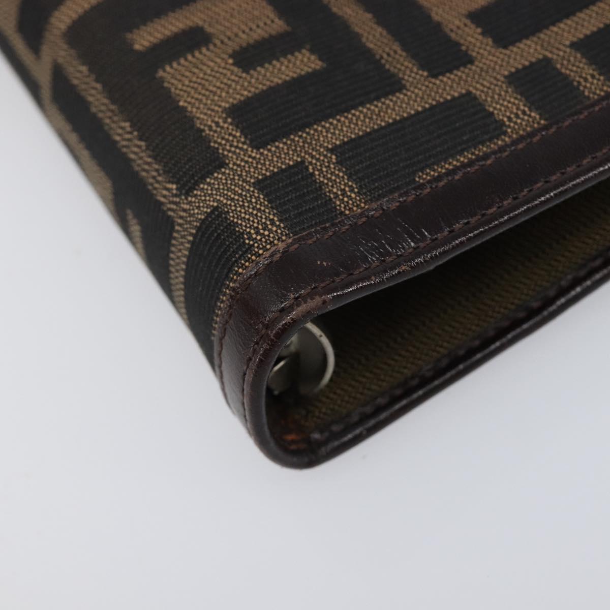 FENDI Zucca Canvas Day Planner Cover Brown Black Auth 199457