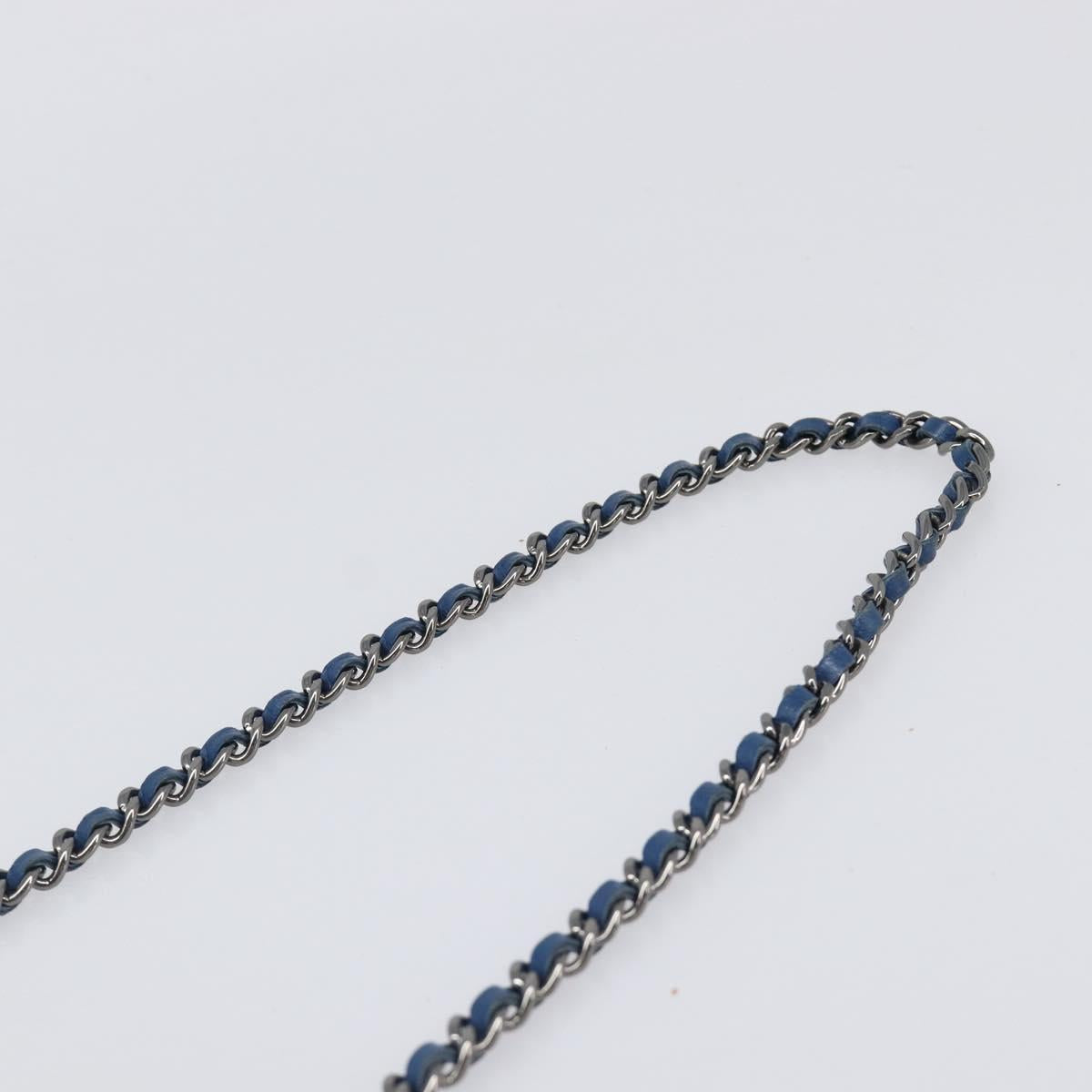 CHANEL Matelasse Trendy CC Chain Wallet Lamb Skin Blue Silver CC Auth 199460SAM
