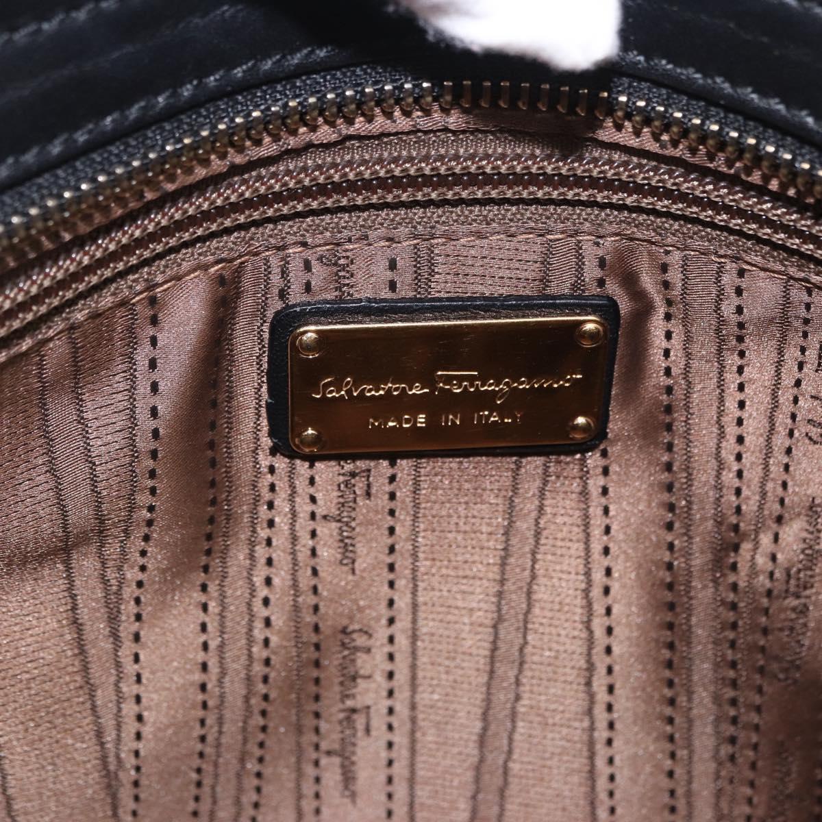 Salvatore Ferragamo Gancini Hand Bag Harako leather Brown Gold Auth 199463A