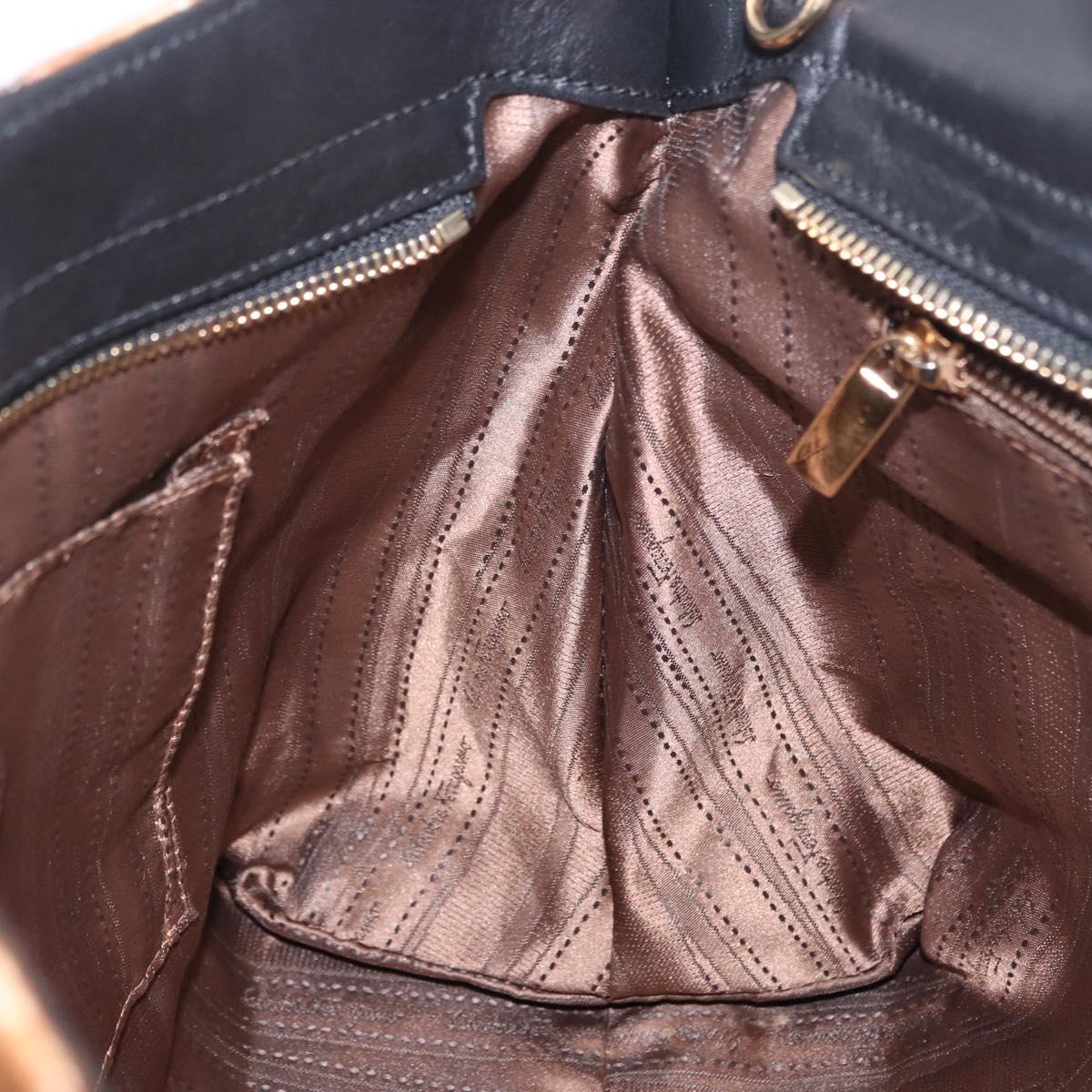 Salvatore Ferragamo Gancini Hand Bag Harako leather Brown Gold Auth 199463A