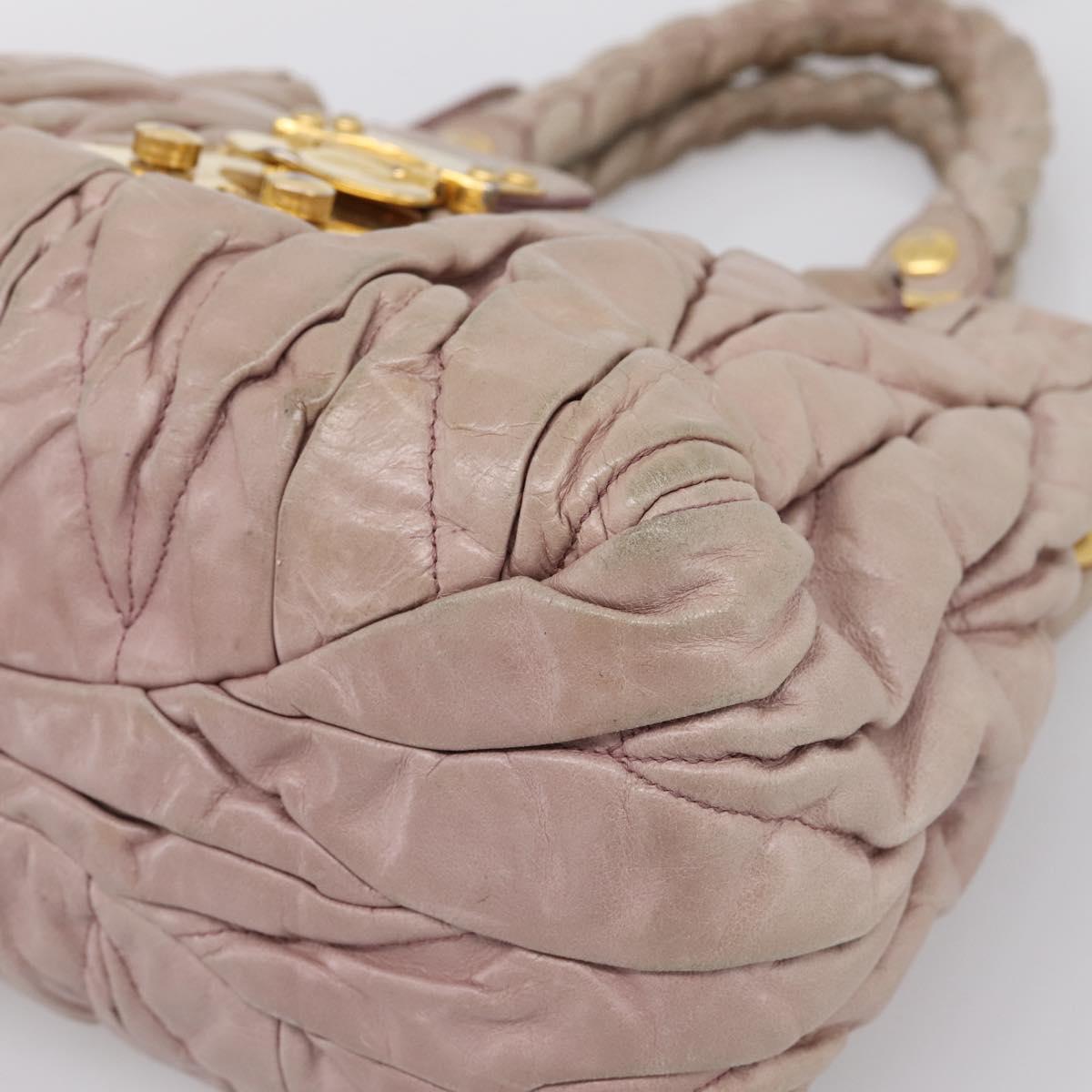 Miu Miu Matelasse Hand Bag Leather 2way Pink Gold Auth 199464A