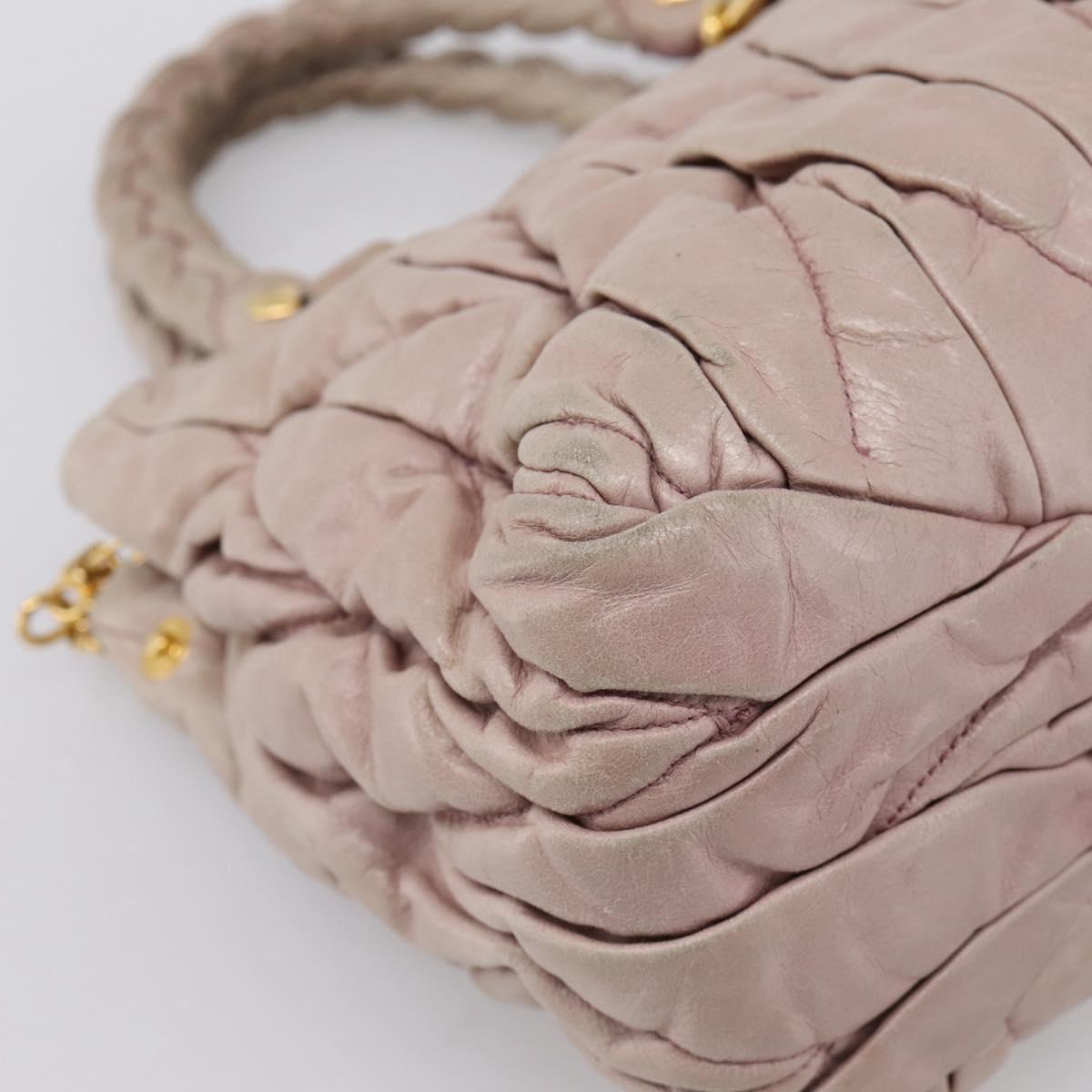 Miu Miu Matelasse Hand Bag Leather 2way Pink Gold Auth 199464A