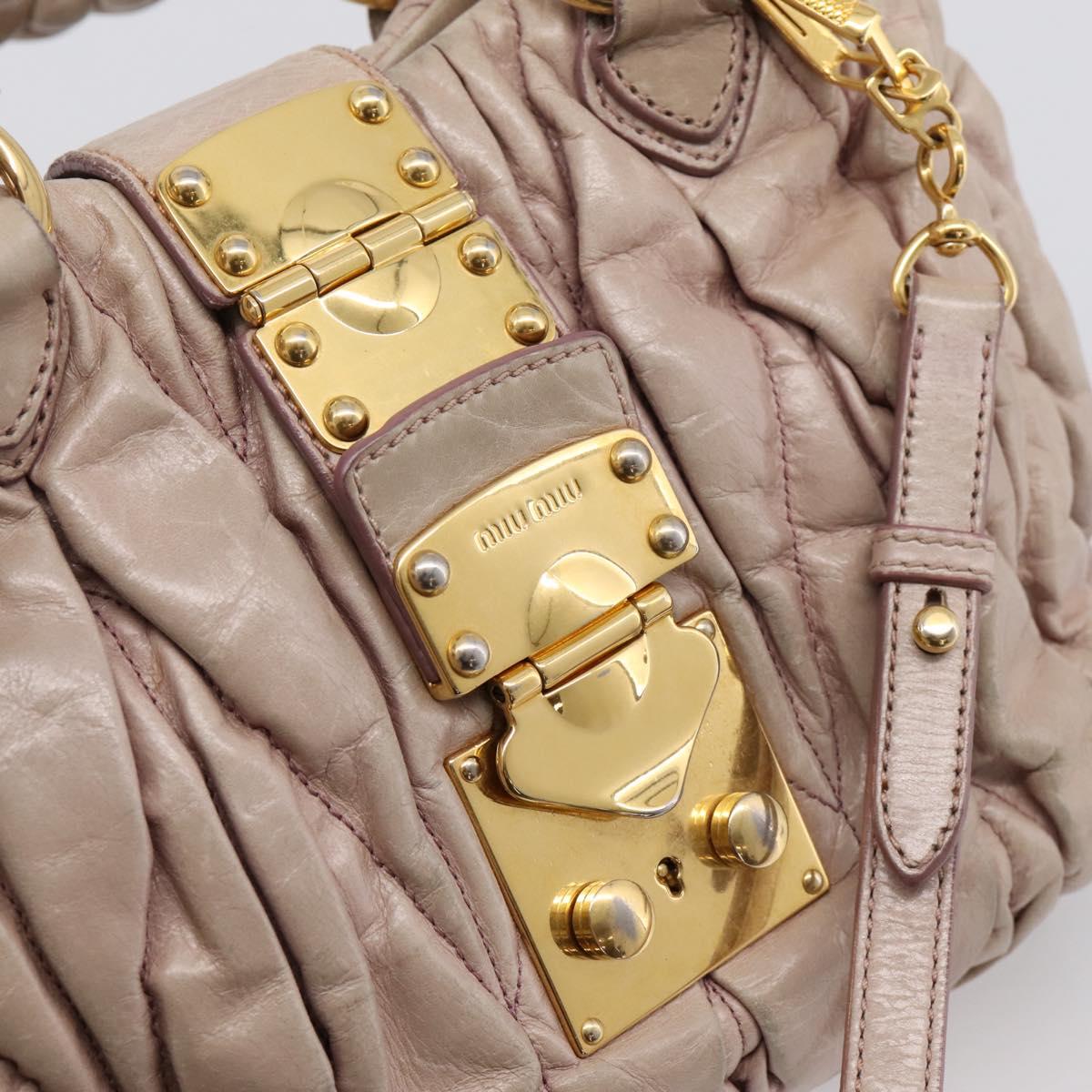 Miu Miu Matelasse Hand Bag Leather 2way Pink Gold Auth 199464A