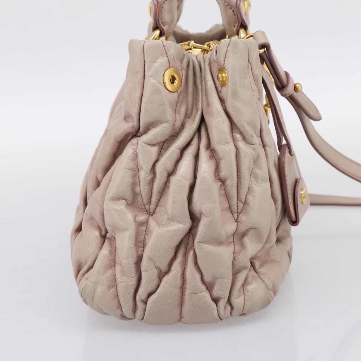 Miu Miu Matelasse Hand Bag Leather 2way Pink Gold Auth 199464A