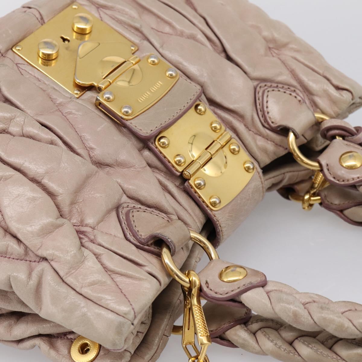 Miu Miu Matelasse Hand Bag Leather 2way Pink Gold Auth 199464A