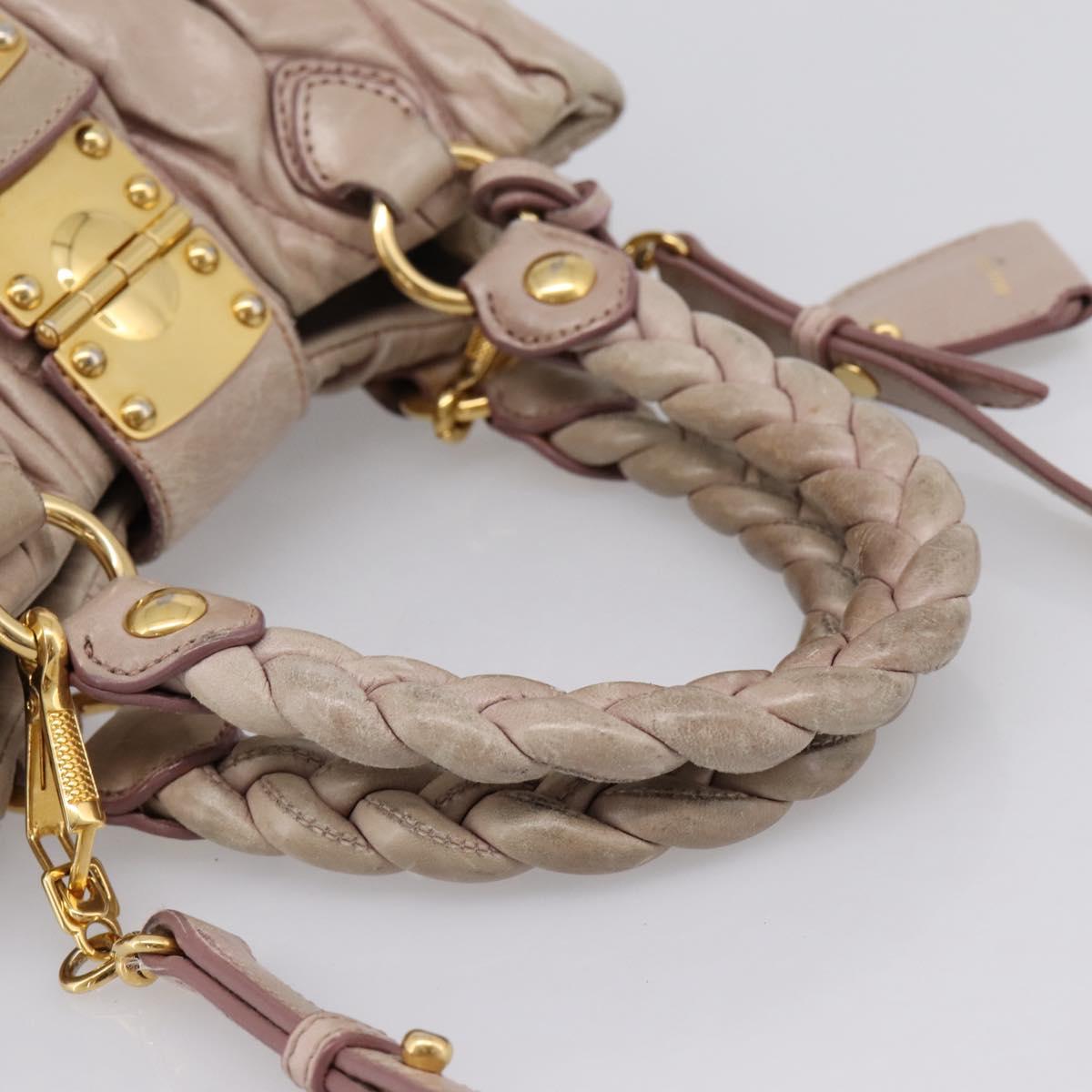 Miu Miu Matelasse Hand Bag Leather 2way Pink Gold Auth 199464A
