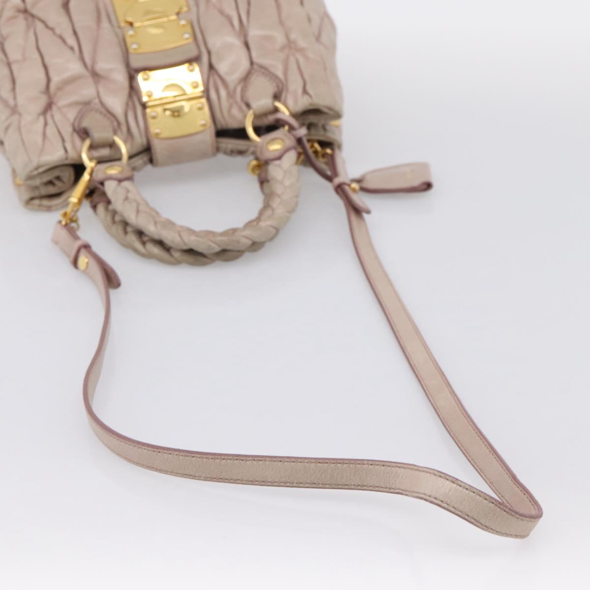 Miu Miu Matelasse Hand Bag Leather 2way Pink Gold Auth 199464A