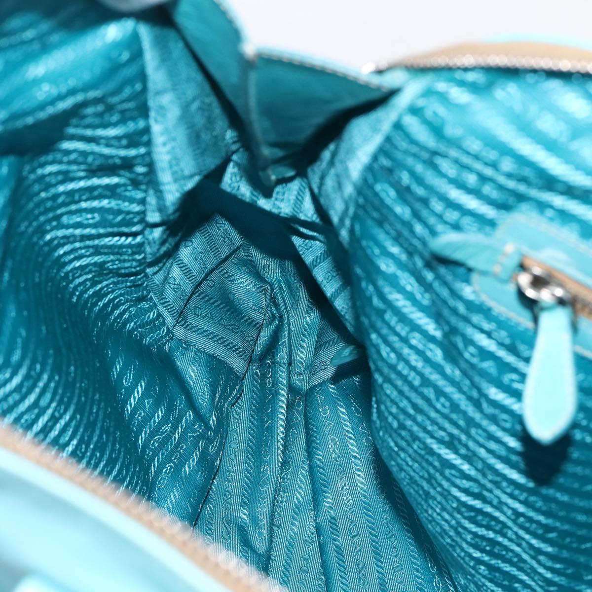 PRADA Tote Bag Leather Light Blue Silver Auth 199466V