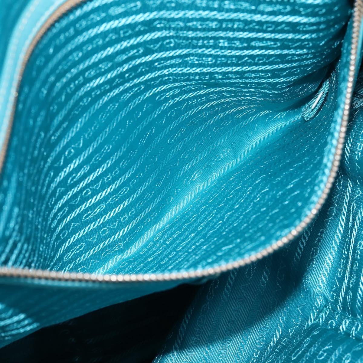 PRADA Tote Bag Leather Light Blue Silver Auth 199466V
