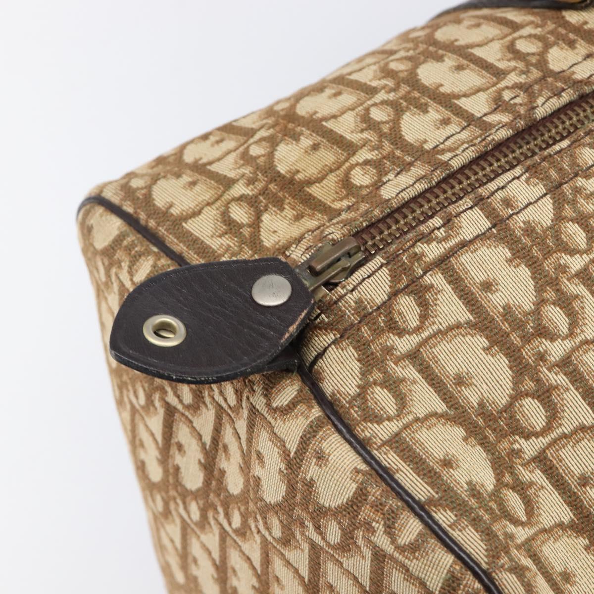 Christian Dior Trotter Canvas Boston Bag Brown Gold Auth 199471