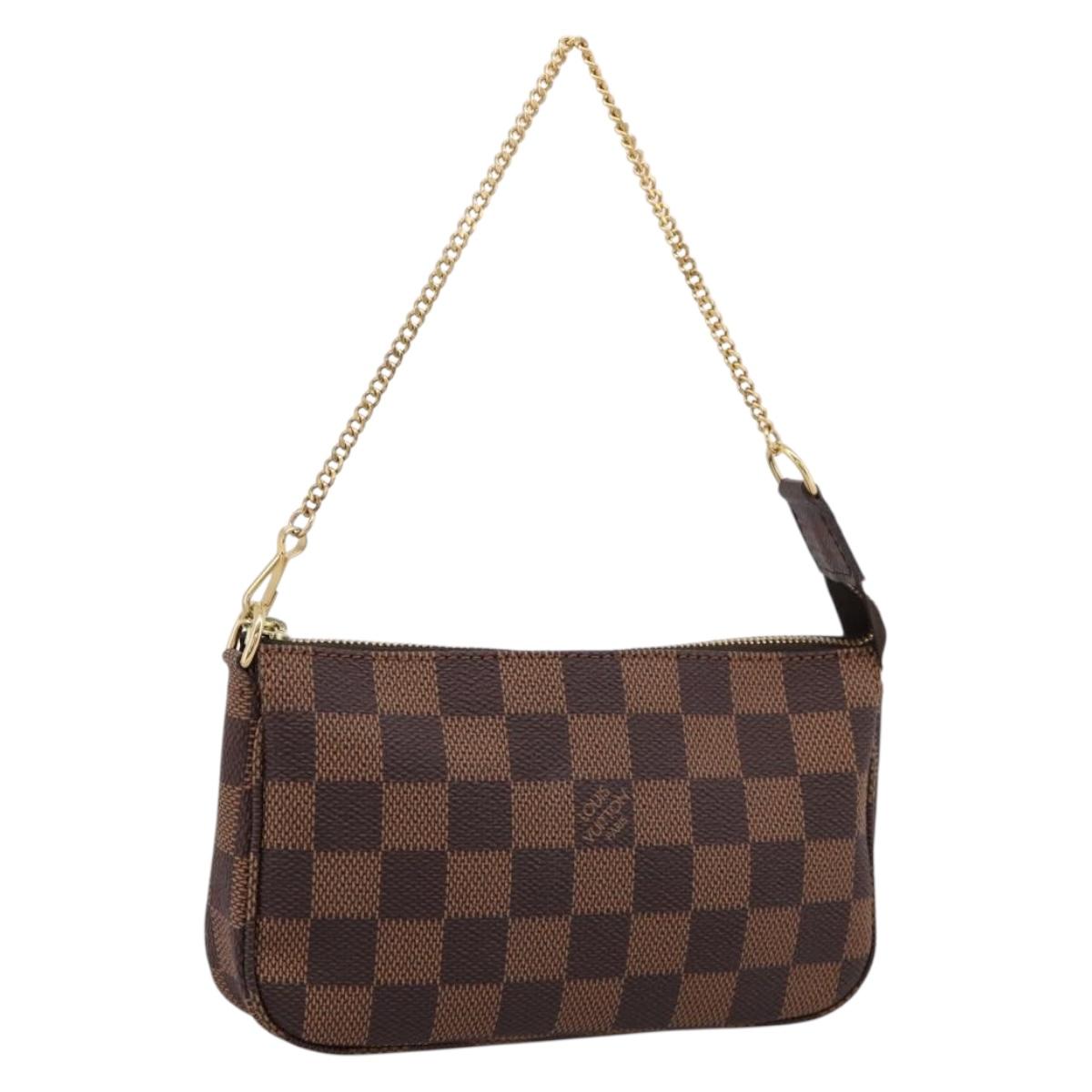 LOUIS VUITTON Damier Ebene Mini Pochette Accessory Pouch N58009 LV Auth 199474V