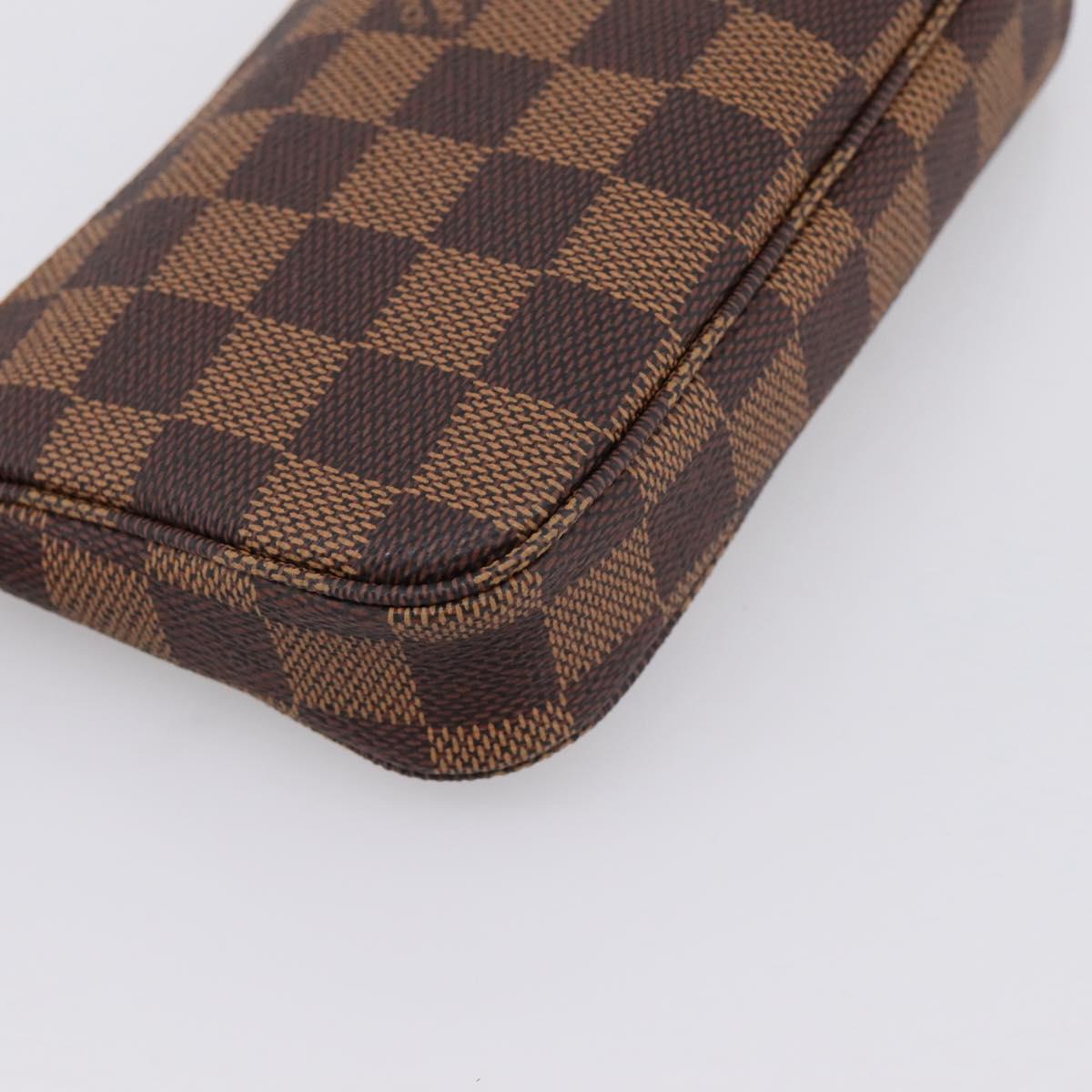 LOUIS VUITTON Damier Ebene Mini Pochette Accessory Pouch N58009 LV Auth 199474V