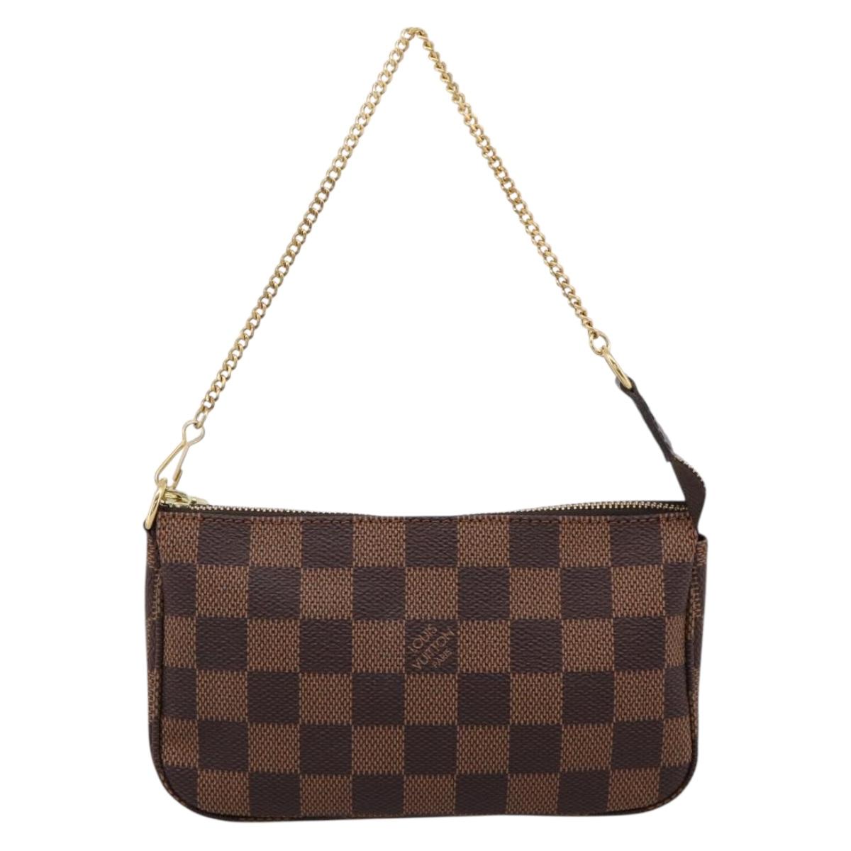 LOUIS VUITTON Damier Ebene Mini Pochette Accessory Pouch N58009 LV Auth 199474V