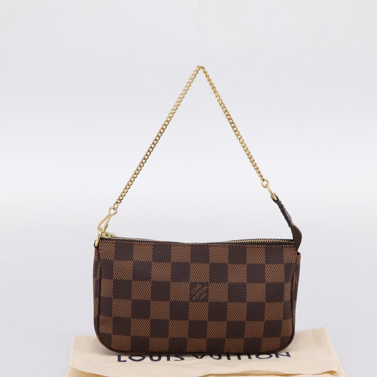 LOUIS VUITTON Damier Ebene Mini Pochette Accessory Pouch N58009 LV Auth 199474V