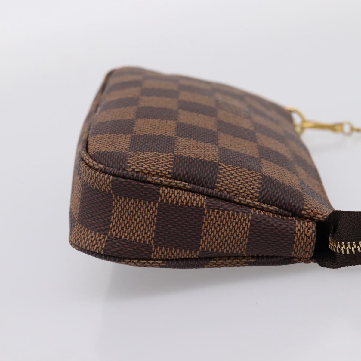 LOUIS VUITTON Damier Ebene Mini Pochette Accessory Pouch N58009 LV Auth 199474V