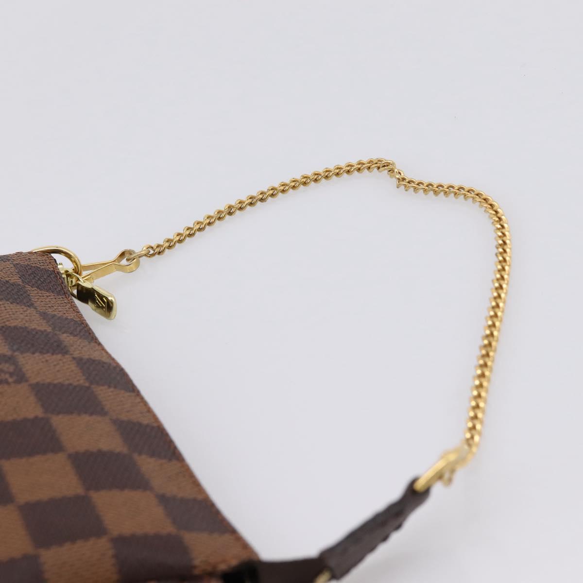 LOUIS VUITTON Damier Ebene Mini Pochette Accessory Pouch N58009 LV Auth 199474V
