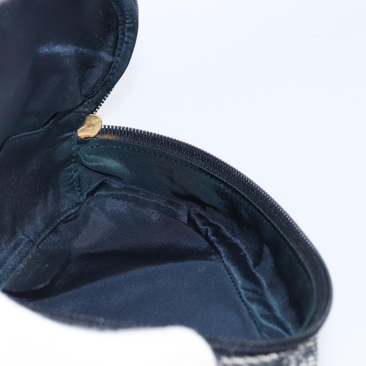 Christian Dior Trotter Canvas Saddle Pouch Navy Gold Auth 199475
