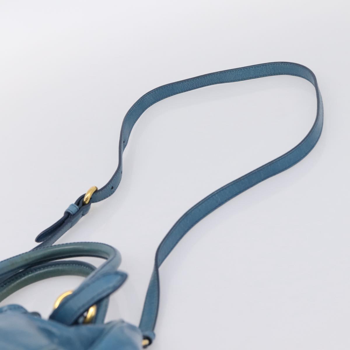 Miu Miu Hand Bag Leather 2way Blue Gold Auth 199477V