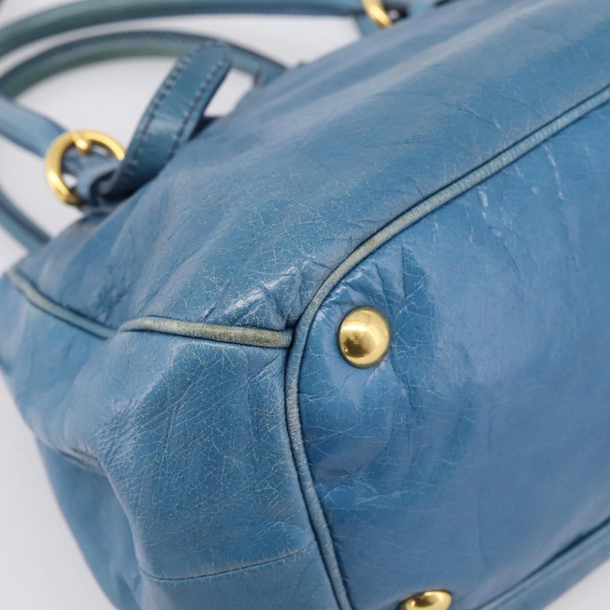 Miu Miu Hand Bag Leather 2way Blue Gold Auth 199477V