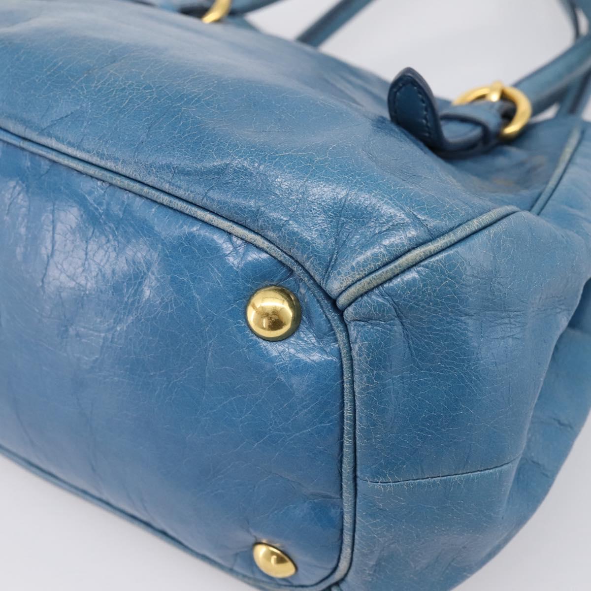Miu Miu Hand Bag Leather 2way Blue Gold Auth 199477V