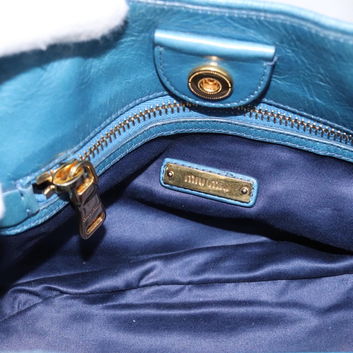 Miu Miu Hand Bag Leather 2way Blue Gold Auth 199477V