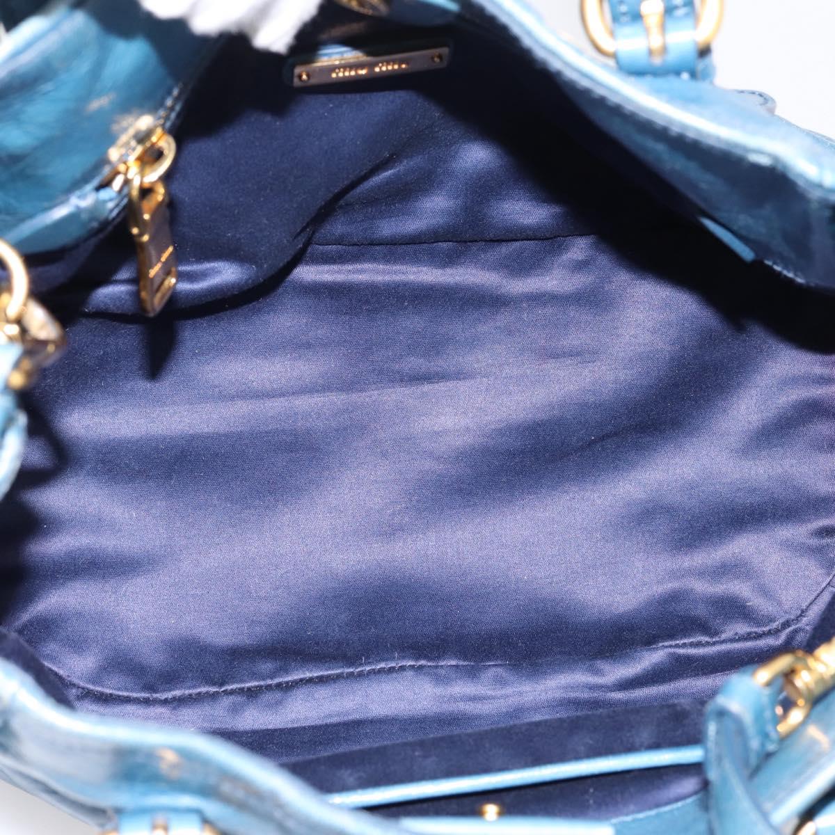 Miu Miu Hand Bag Leather 2way Blue Gold Auth 199477V