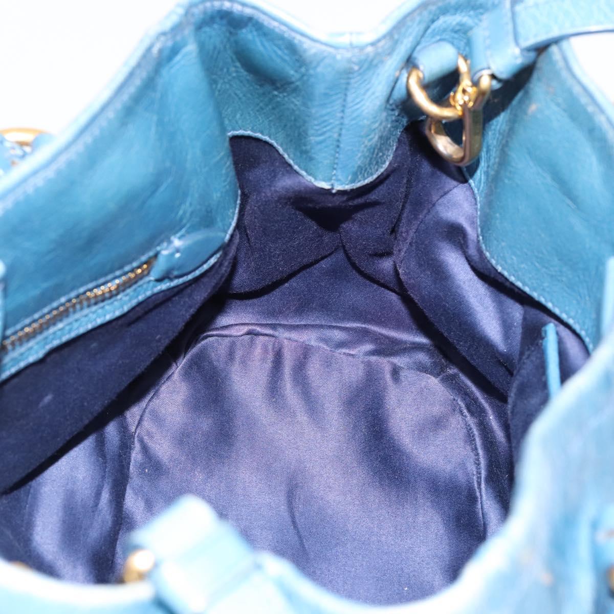 Miu Miu Hand Bag Leather 2way Blue Gold Auth 199477V