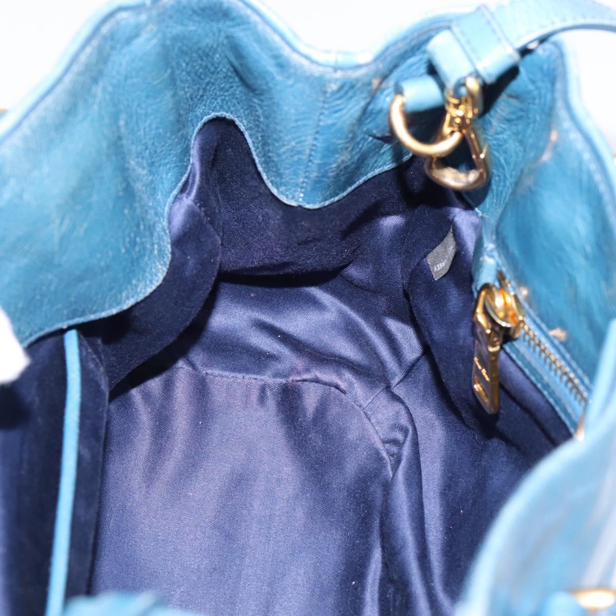 Miu Miu Hand Bag Leather 2way Blue Gold Auth 199477V