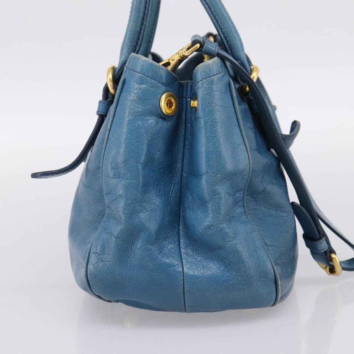 Miu Miu Hand Bag Leather 2way Blue Gold Auth 199477V