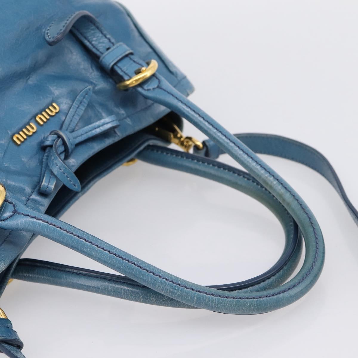 Miu Miu Hand Bag Leather 2way Blue Gold Auth 199477V