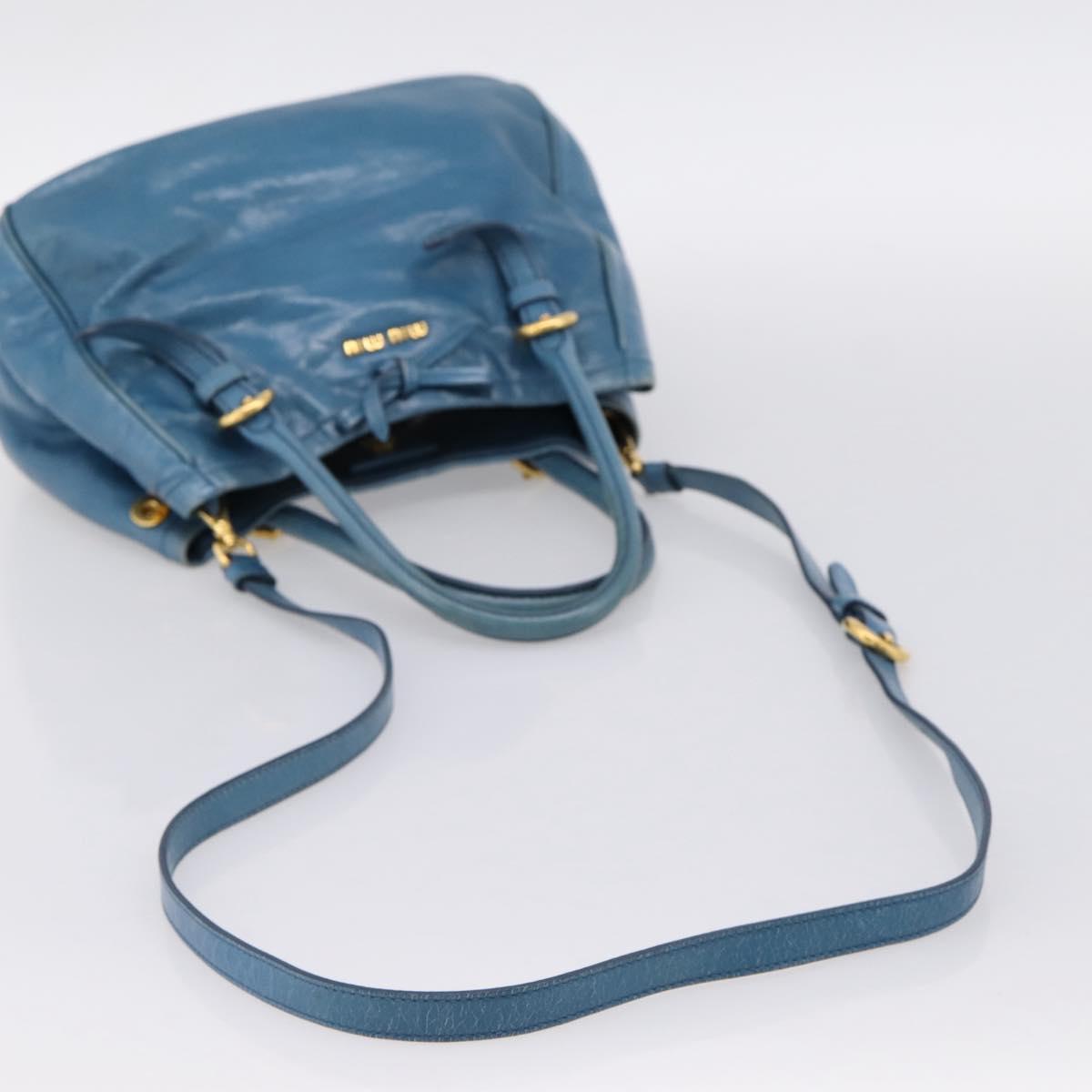 Miu Miu Hand Bag Leather 2way Blue Gold Auth 199477V