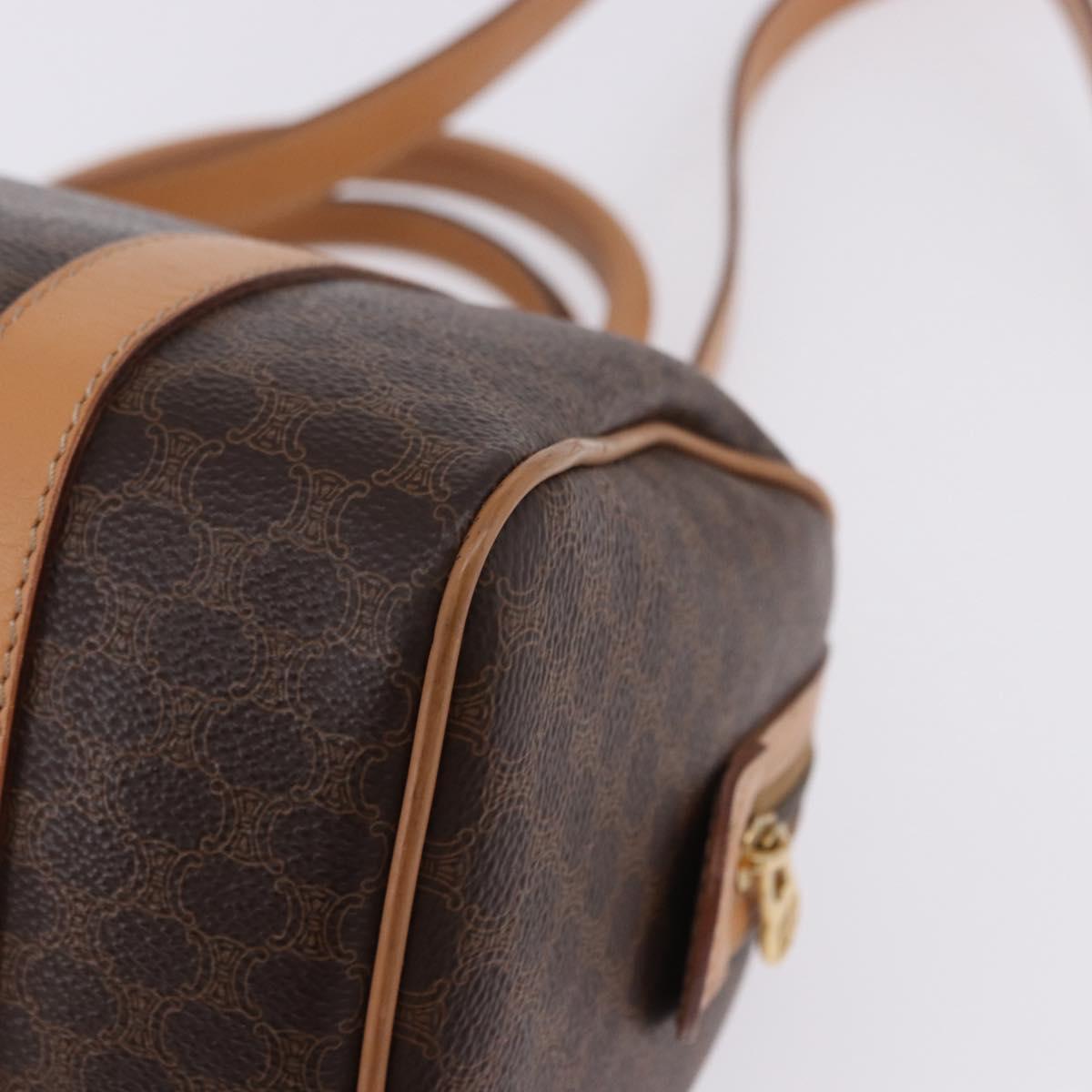 CELINE Macadam Canvas Hand Bag PVC Leather 2way Brown Gold Auth 199479V